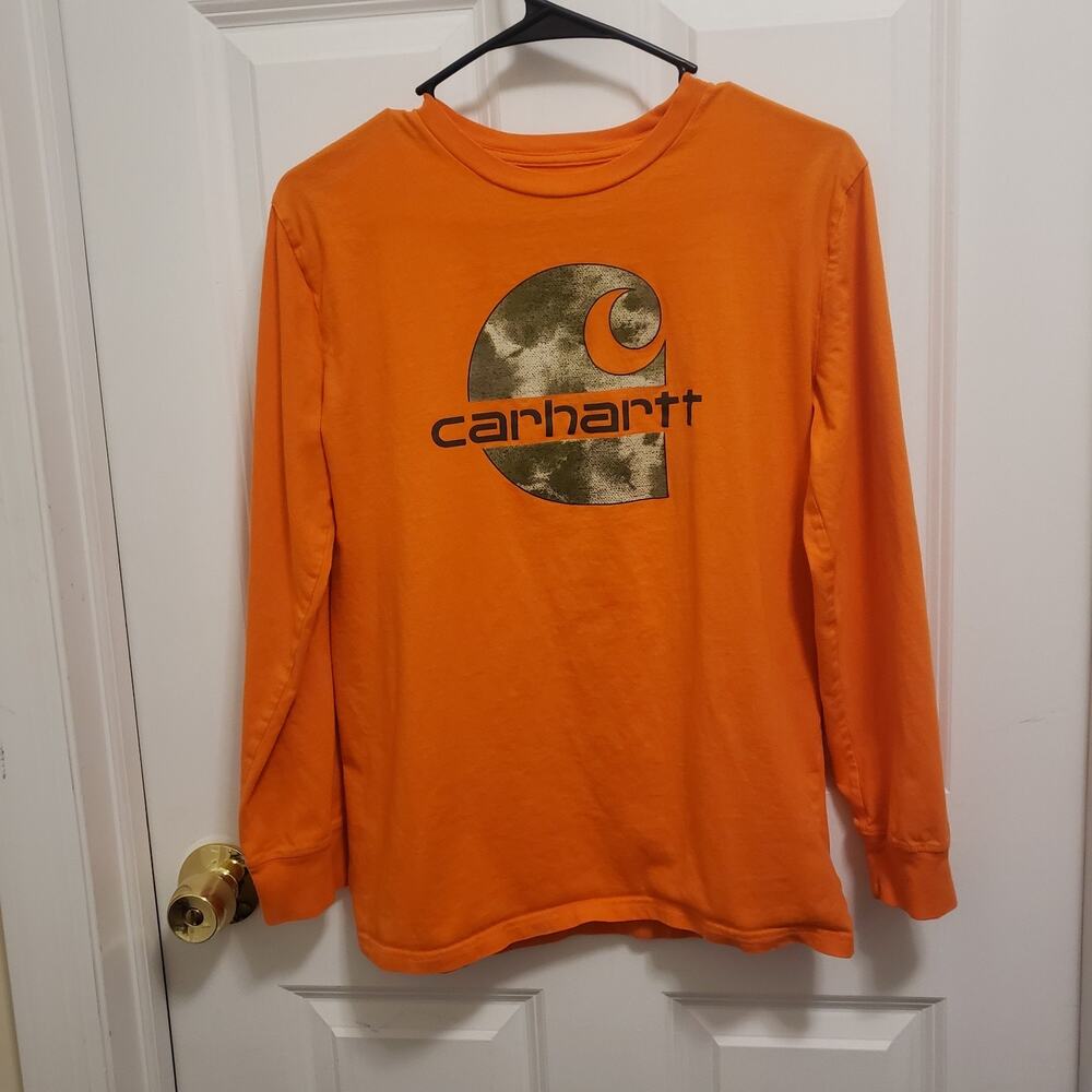 Carhartt Long Sleeve Crew Neck T-shirt in Orange Youth Size 14/16 #B62C